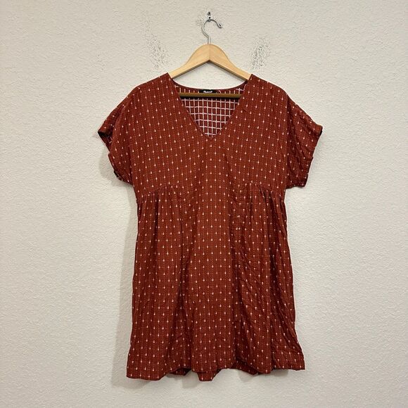MADEWELL Jacquard Dolman-Sleeve Mini Dress in Dusty Redwood - Picture 1 of 11